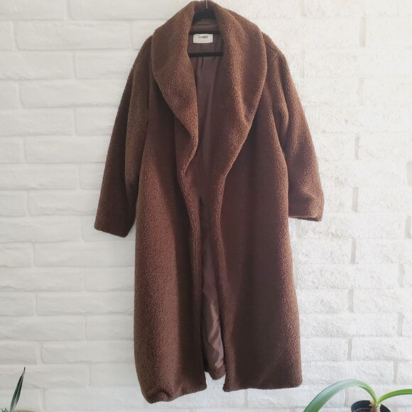 4th & Reckless TAMIL COAST OVERSIZED COAT Womens Faux Shearling Trench SZ XL - Picture 8 of 8